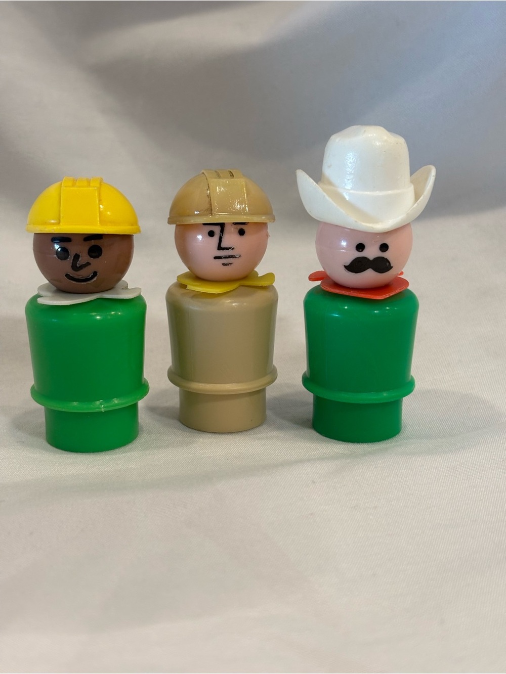 Vintage Fisher Price Little People lot of 3 kids toys cowboy construction worker